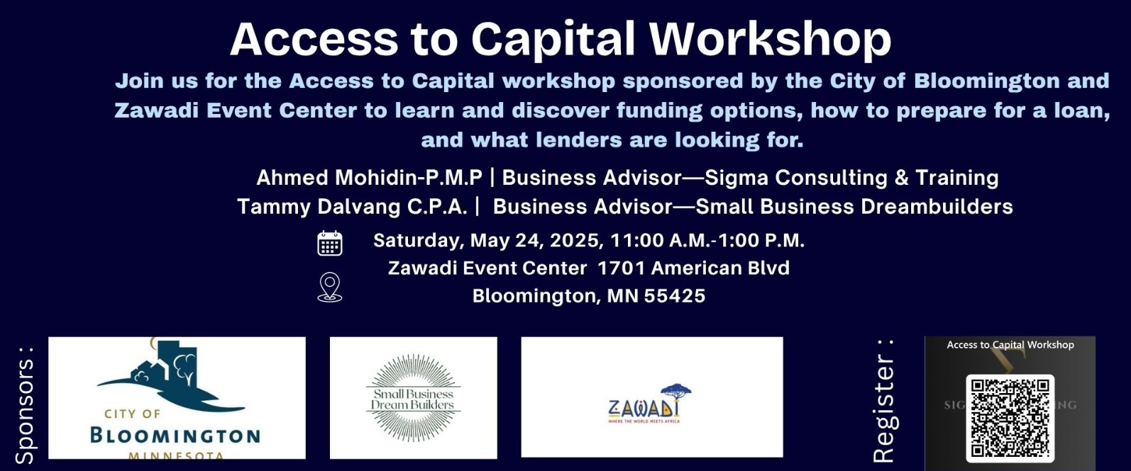 Access to Capital Workshop poster